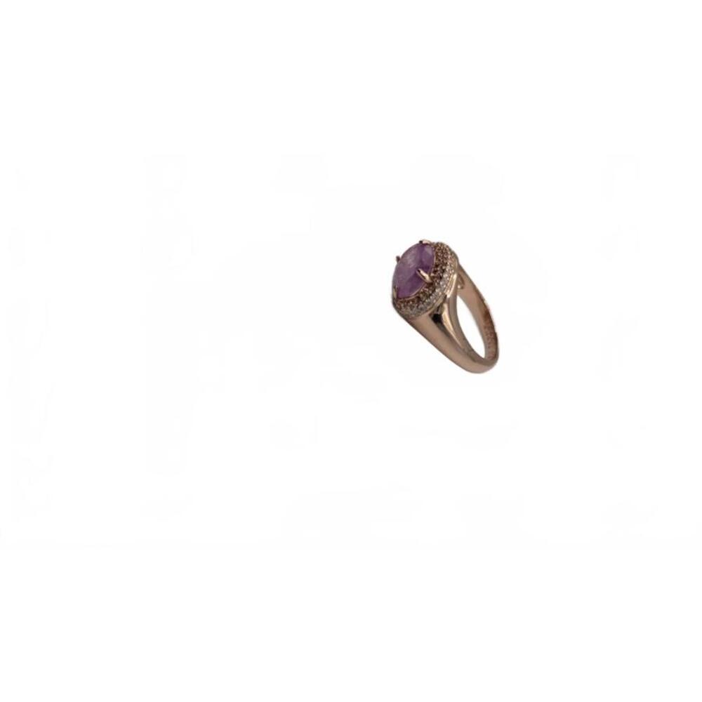 Elegant Pink Gemstone Silver Ring with Rose Gold Plating Size 6 - Picture 5 of 8